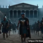 리들리 스콧 대표작 - A detailed cinematic scene inspired by Ridley Scott’s "Gladiator," depicting an ancient Roman battle...