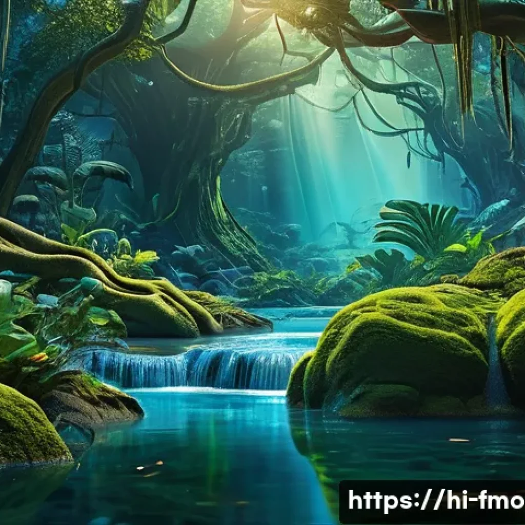 아바타 영화 소개 - A vibrant, lush alien jungle scene on the planet Pandora featuring the iconic &ldquo;Hallelujah&rdquo; tree glow...