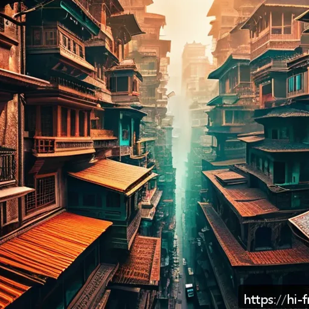 인셉션 제작 비하인드 - A surreal dreamscape featuring multiple layered dream worlds stacked vertically, each with distinct ...