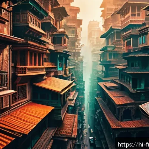 인셉션 제작 비하인드 - A surreal dreamscape featuring multiple layered dream worlds stacked vertically, each with distinct ...