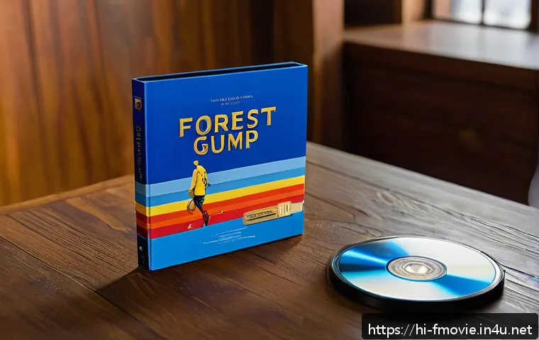 포레스트 검프 블루레이 구매 - A detailed close-up image of a high-quality Blu-ray disc of the movie "Forrest Gump" resting inside ...